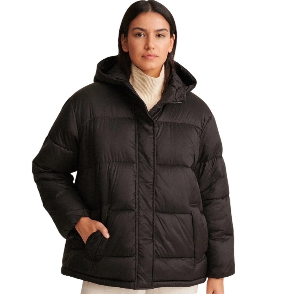 Everlane ReNew puffy puff Puffer Jacket coat Hooded Zip Front Women's Size S